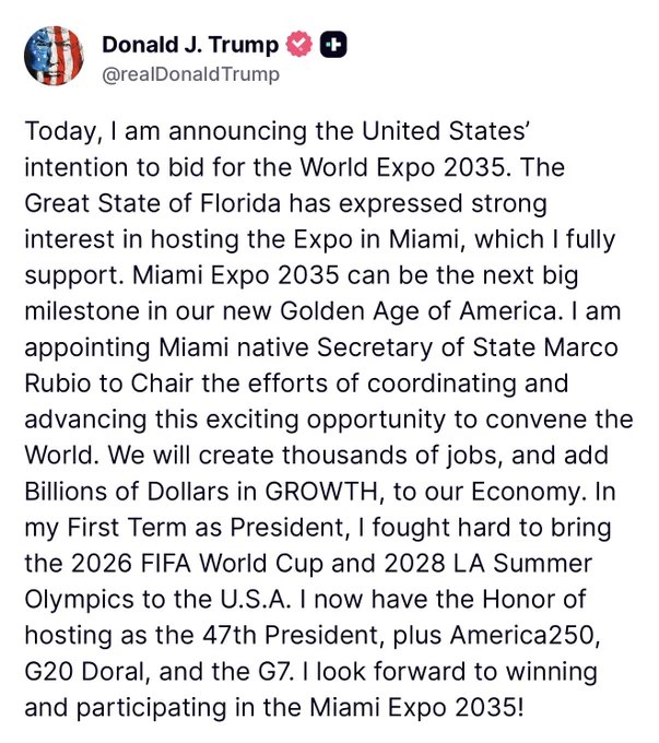 川普总统任命国务卿Marco Rubio担任另一职务