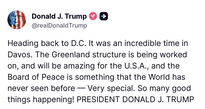 川普：正在返回华盛顿特区